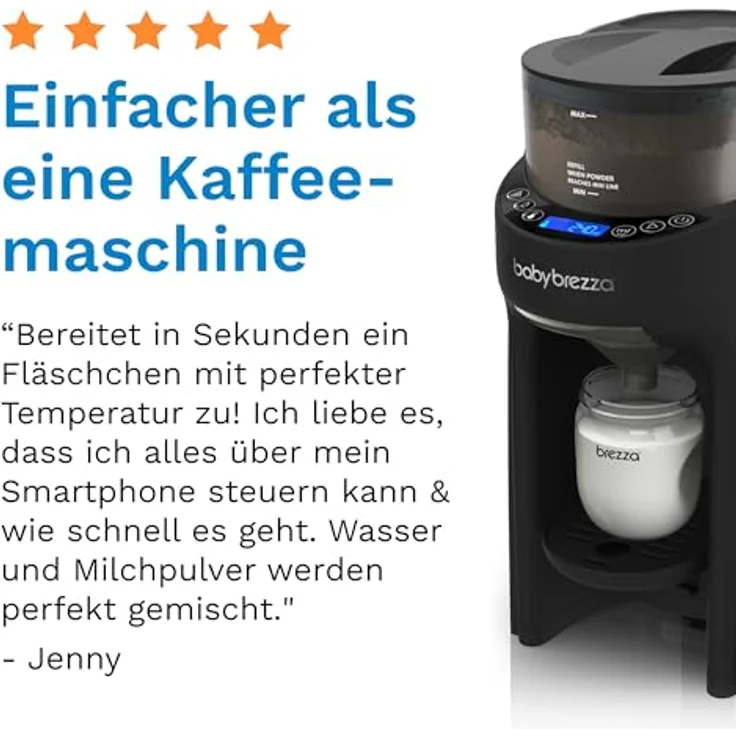 Baby Brezza Babyflaschenwärmer Formula Pro Advanced, WiFi Flaschenzubereiter mit App-Steuerung, individuell konfigurierbar, für alle Milchpulvermarken, 30 Sekunden Zubereitungszeit – Bild 7