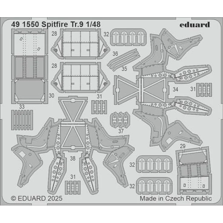 Eduard 1/48 Big Ed Spitfire Tr.9 Teilesatz, Kunststoffteile mit Radierer, Landeklappen, Sicherheitsgurt und Malermaske für Airfix – Bild 3
