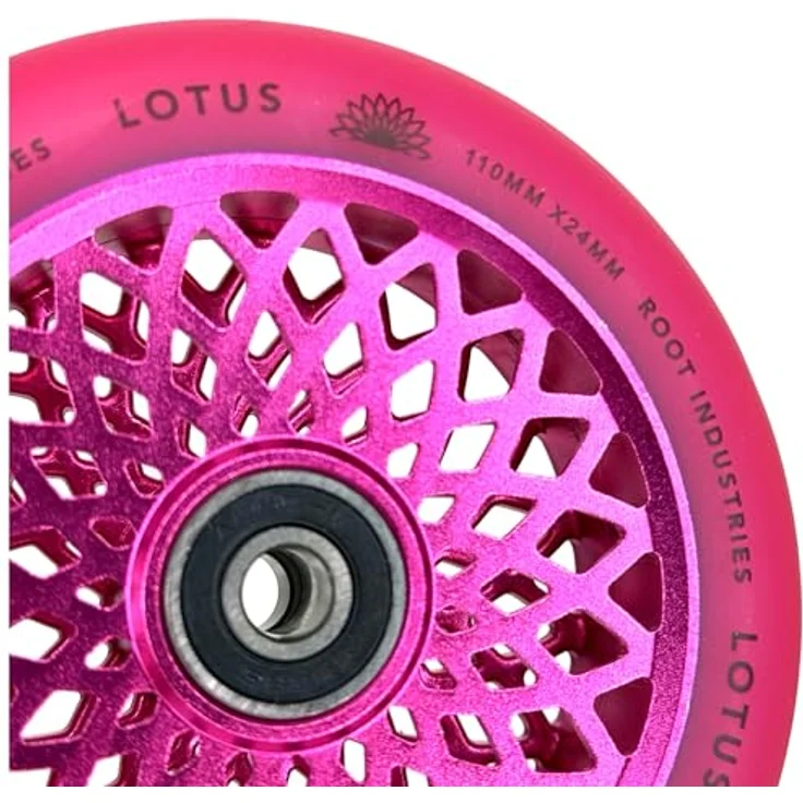 Root Industries Lotus Stuntscooter Rolle 110mm Radiant Pink/PU Pink, perforierter Kern, leichtgewichtig – Bild 2