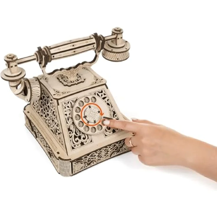 EWA Eco-Wood-Art Retro-Telefon 3D-Holzpuzzle, DIY-Bausatz mit 232 Stück, Selbstmontage, kein Kleber erforderlich, 14+ – Bild 5