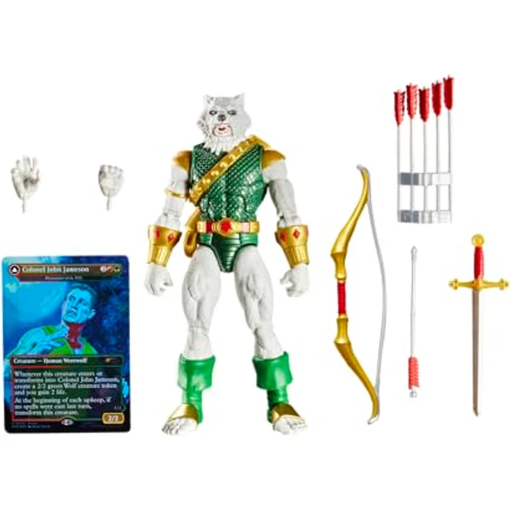 Hasbro Marvel Legends Series Man-Wolf, Action-Figur 15 cm mit 6 Accessoires und exklusiver Foil Sammelkarte – Bild 1