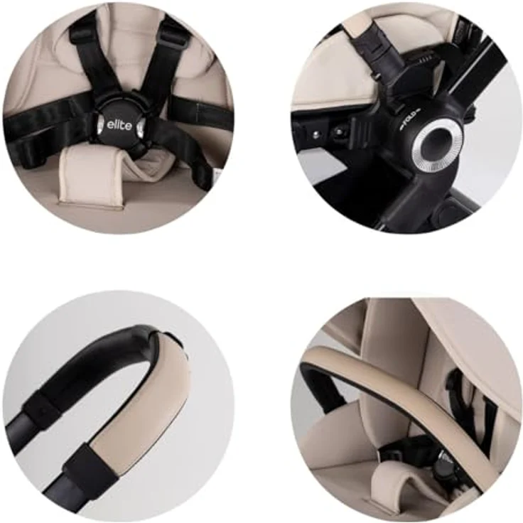 Chipolino Kombikinderwagen 3 in 1 Elite next GEN, Babyschale und Babywanne mit Sonnendach, verstellbare Rückenlehne, beige – Bild 5