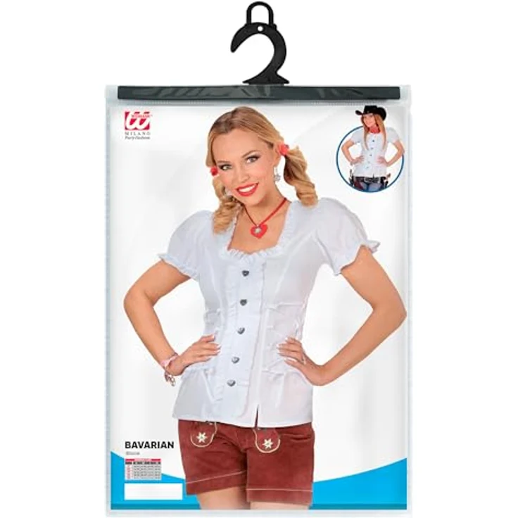 W WIDMANN MILANO Party Fashion Trachtenbluse Damen, figurbetont mit dekorativer Knopfleiste, Größe L, ideal für Bierfest und Volksfest – Bild 5