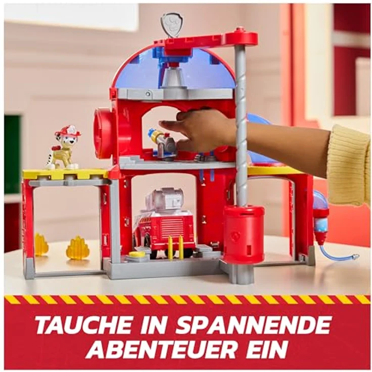 Paw Patrol Feuerwehr-Rettungs-Feuerwache Spielset, Deluxe Spielset mit Licht- und Soundeffekten, inklusive Marshall Figur und Feuerwehr-Fahrzeug, 38 cm hoch – Bild 9