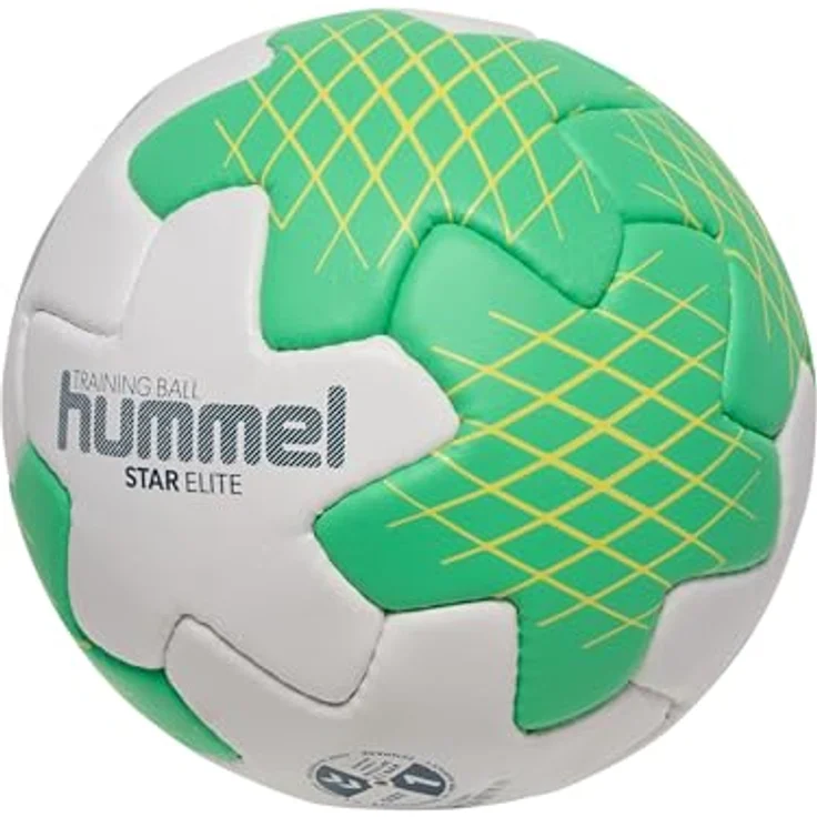 hummel hmlSTAR Elite HB, Handball mit strukturiertem Obermaterial für maximale Kontrolle, Off White/Green/Yellow – Bild 1