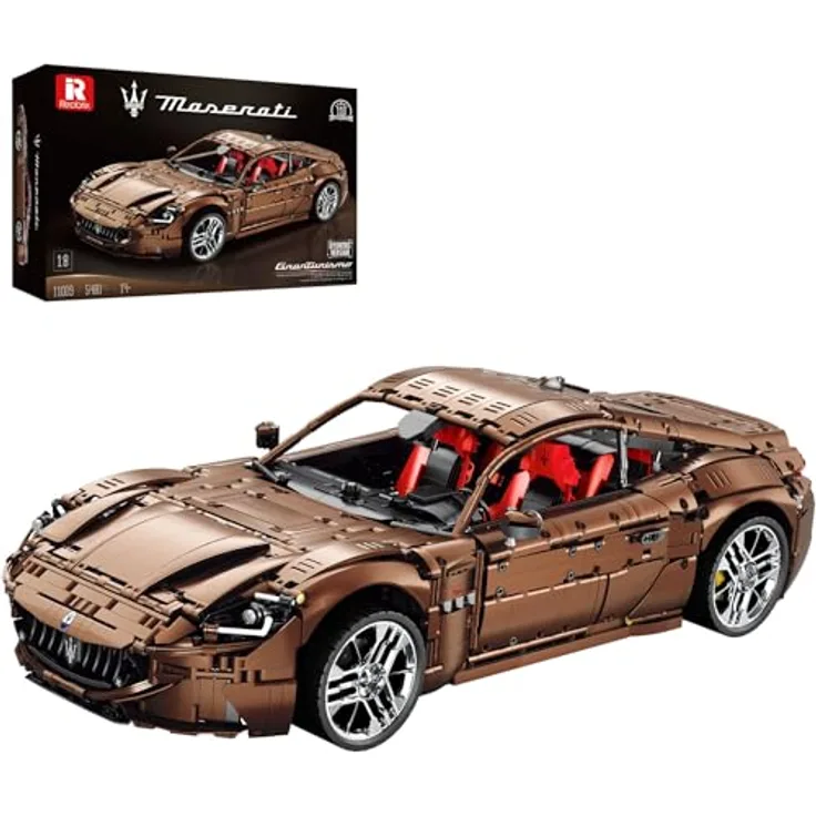 Reobrix 11009 Sportwagen Baustein Set, ferngesteuertes 1:8 Rennauto Modellbausatz für Erwachsene, intelligente App-Steuerung, dekoratives Design aus ABS, Geschenke für Automodell-Enthusiasten