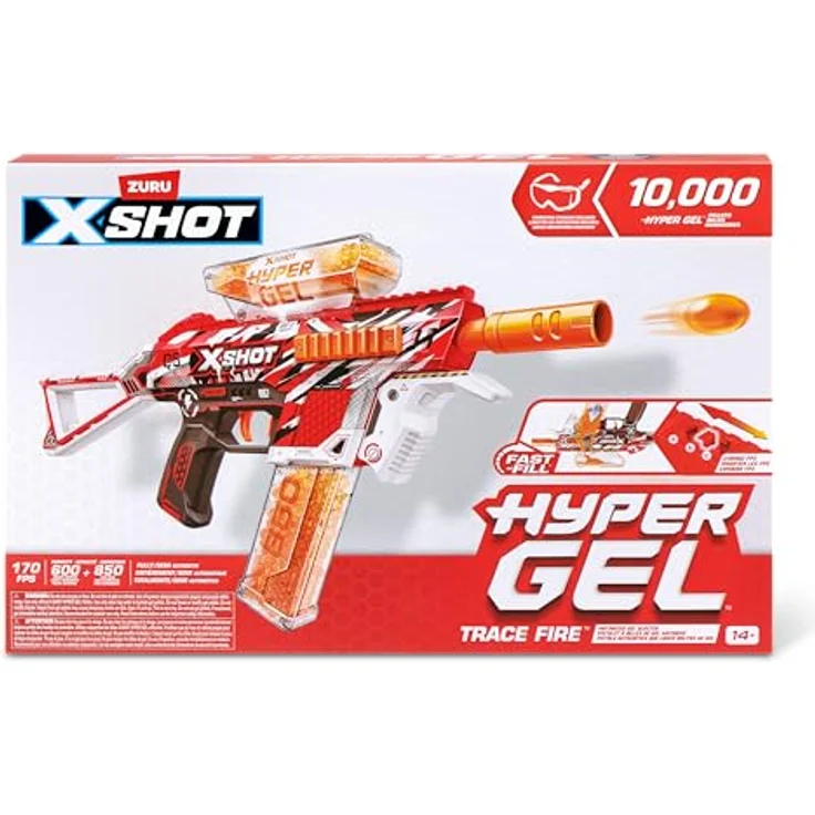 ZURU X-Shot Hyper Blaster Trace Fire, Blaster mit 10.000 Gel-Kugeln, blendfreie Oberfläche – Bild 2