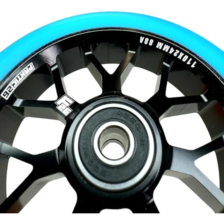 Fantic26 Spy7 Stunt-Scooter Rolle 110mm Abec11, Aluminium 6061, Schwarz / Pu Türkis – Bild 3