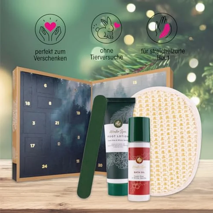 ACCENTRA Adventskalender Adventskalender WINTER SPA 2024, Buchförmige Box mit umweltfreundlichen und plastikfreien 24 liebevoll ausgewählten Überraschungen – Bild 6