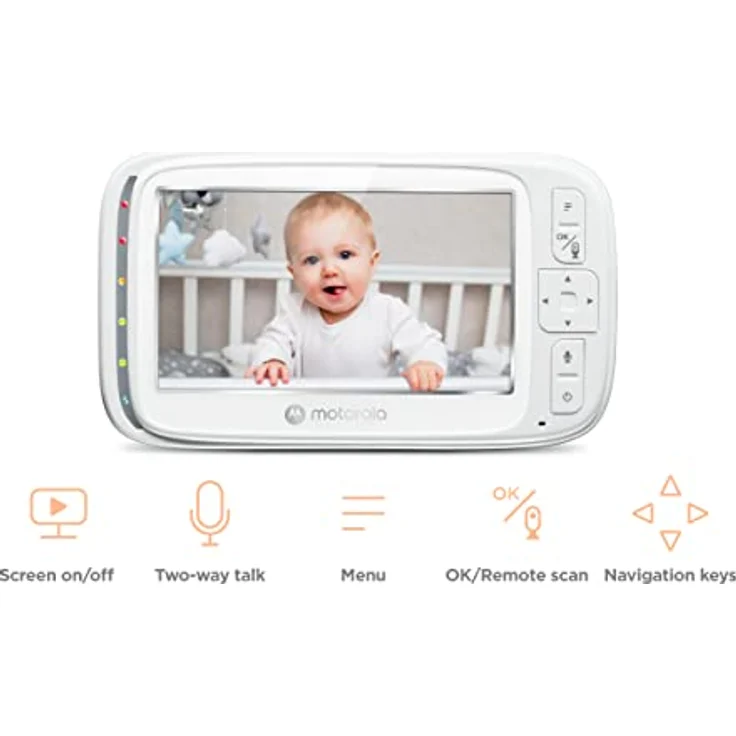 Motorola Nursery Babyphone mit Kamera VM75 - 5-Zoll-Elterneinheit, Nachtsicht, Zoom, Zwei-Wege-Kommunikation - Weiß – Bild 3