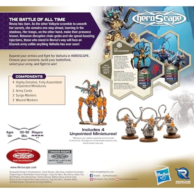 Renegade Renegade Heroscape Expansion Revna's Rebuke: Iron Lich Viscerot and Necrotech Wraithriders Army, inklusive 4 hochdetaillierte Miniaturen, für Miniaturenspiele ab 14+ – Bild 2