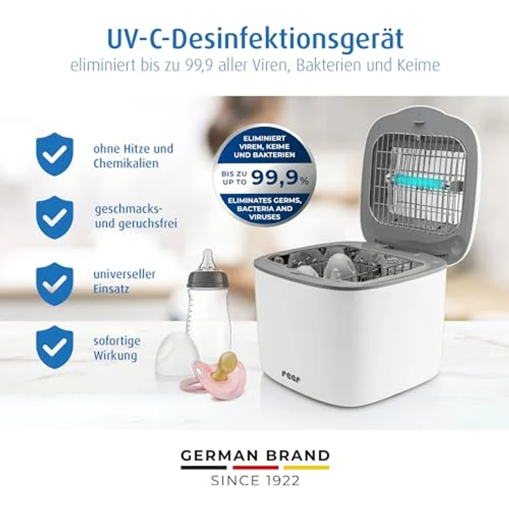UV-C Desinfektionsgerät mit Trocknungsfunktion, Sterilisator für Babyflaschen und Baby Zubehör – Bild 2