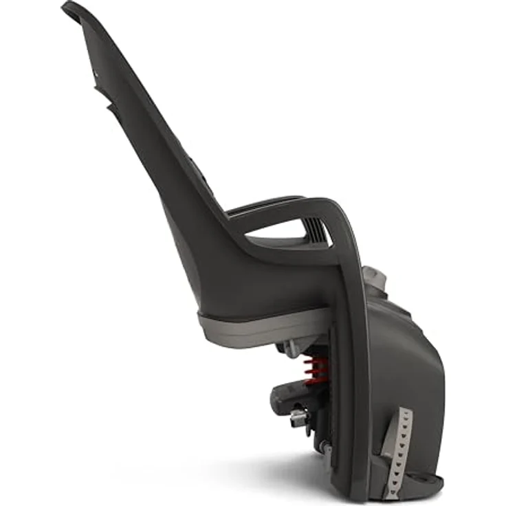 HAMAX Zenith Relax Kinder-Fahrradsitz mit Trägeradapter, Grau mit roter Polsterung, ergonomische Liegeposition und Federung – Bild 2