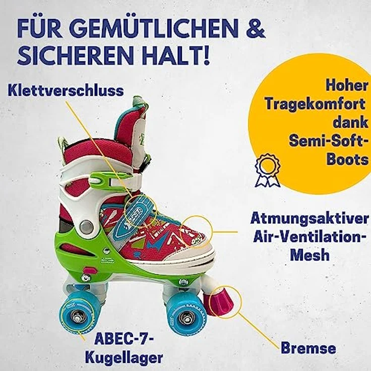 Best Sporting Rollschuhe Kinder I Rollschuhe größenverstellbar I robuste Inliner für Jugendliche mit Bremse I pink I Rollerskates Schuhe Kinder I Inliner mit 4 Rollen – Bild 3