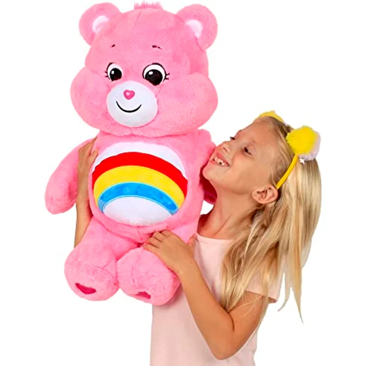 Troetelbeertjes Care Bears 60 cm Jumbo Plüschbär Cheer Bear, kuscheliges Spielzeug mit buntem Regenbogen auf dem Bauch – Bild 6