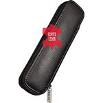 ONLINE Lederetui für 2 lange Schreibgeräte I Schwarzes Stifteetui mit Reißverschluss & 2 Innen-Laschen I Echtleder I Kugelschreiber-Etui, Füller-Etui, Schreib-Etui I 15,5x 5x 2,2 cm I Für alle Marken