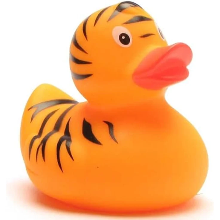 Duckshop Badeente - personalisierbar (Tiger Ente) mit eigenem Wunschtext, 8 cm, Vinyl, quietschend – Bild 3