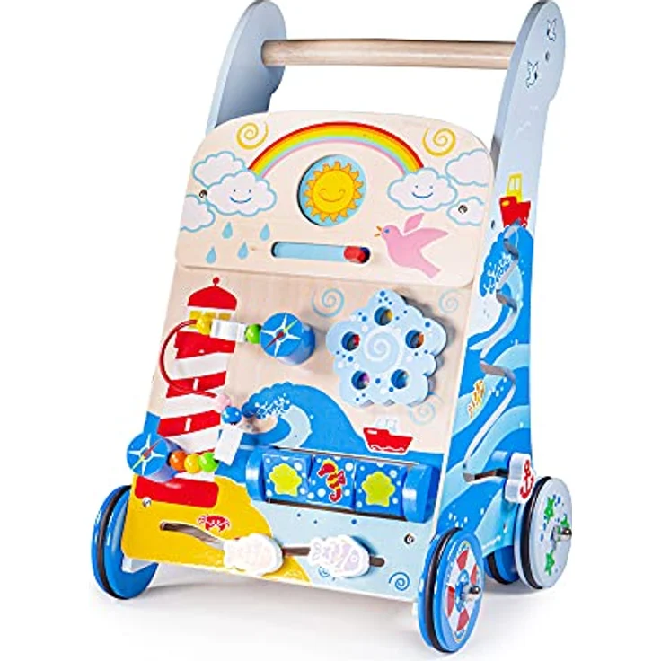 Bigjigs Marine Activity Walker, Holz Lauflernhilfe mit maritimem Design für Kinder ab 12 Monaten, 51,5 cm lang – Bild 1