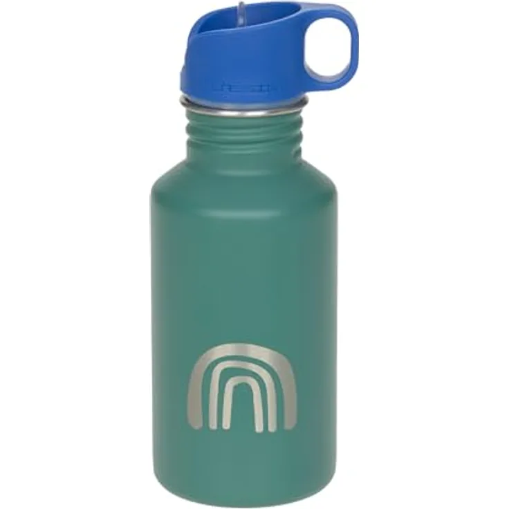 LÄSSIG Trinkflasche Edelstahlflasche BPA-frei 500ml Kinder Kita Kindergarten auslaufsicher mit Sporttrinkverschluss Little Gang Rainbow green