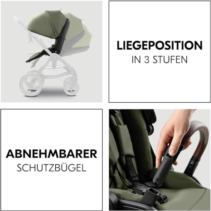 Hauck Kombi-Kinderwagen Comfort N Care Set, 2 in 1 mit Babywanne, Sportsitz, Beindecke und Getränkehalter, Olive, inkl. Gratis Mobilitätsgarantie – Bild 5