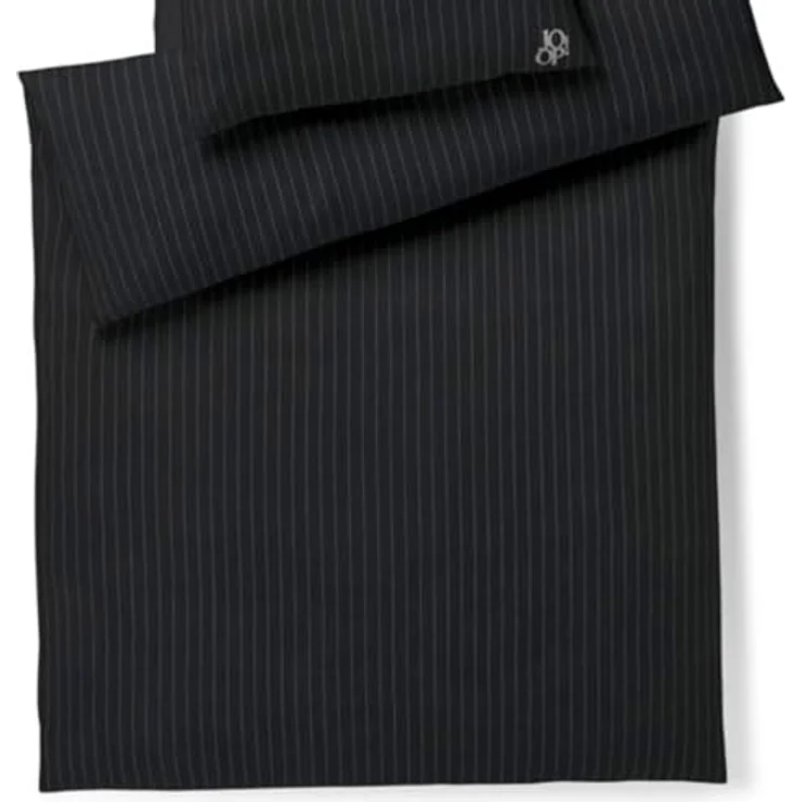 Joop! Bettwäsche Soft Stripes 45003 09 Stone, Flauschige Flanell-Bettwäsche in Schwarz-Grau mit Nadelstreifen, Größe: 155 cm x 220 cm, Öko-Tex-Standard-100 – Bild 3