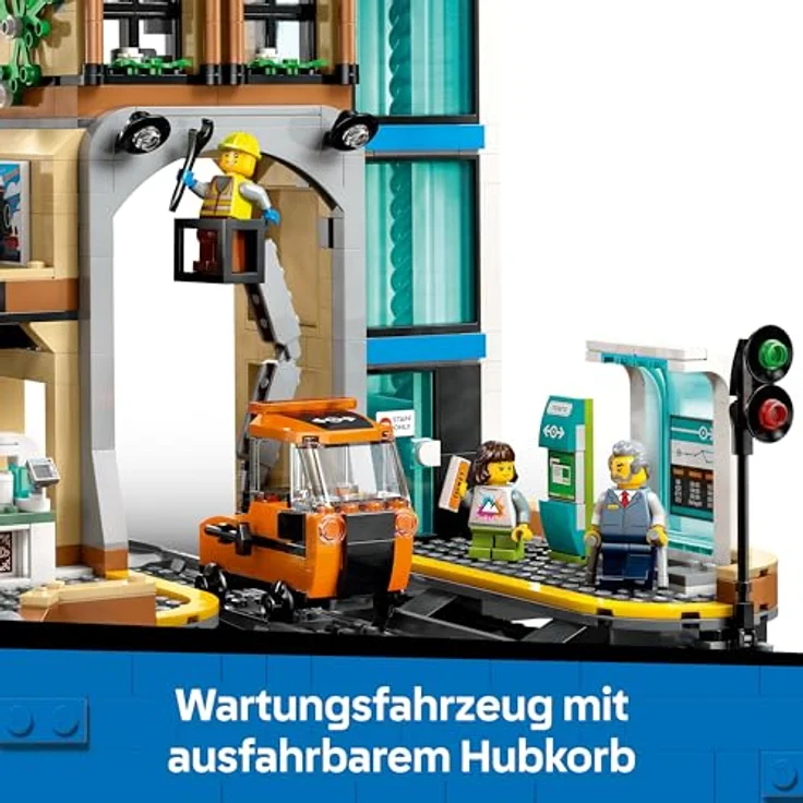 LEGO City 60469 Hauptbahnhof Bausatz, 752 Teile mit Uhrenturm, Café, Aufzug und 6 Mini-Figuren, Mehrfarbig – Bild 4