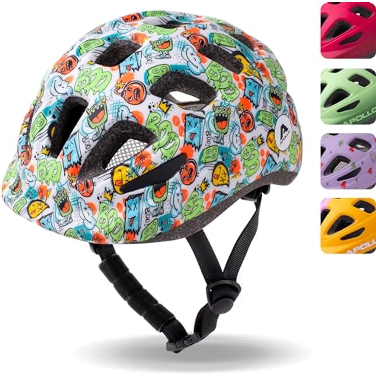 Apollo Kinder Fahrradhelm, Multisport Helm für Kinder & Jugendliche, verstellbar (S/M), integrierter Reflektor, trendiges Design, blau – Bild 1
