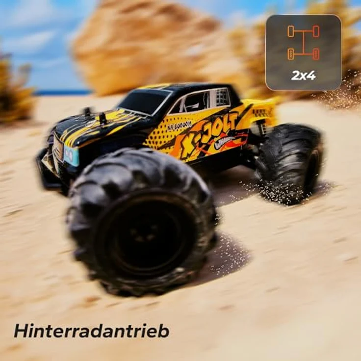 Overmax X-Jolt RC Monster Truck 1:20, ferngesteuertes Offroad-Auto 2WD, bis 20 km/h, 2 Akkus für 30 Min Fahrzeit, 2,4 GHz Steuerung, stoßdämpfend, ab 8 Jahren – Bild 2