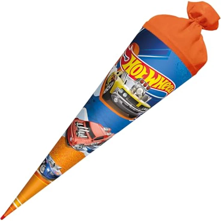 ROTH Schultüte groß Hot Wheels, 70 cm rund mit Filzverschluss und ROT(H)-Spitze, Zuckertüte für Schulanfang – Bild 5