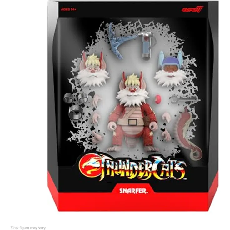 Super7 Thundercats Ultimates Actionfigur Snarfer, 18 cm mit Zubehör und Austauschteilen in Fensterbox