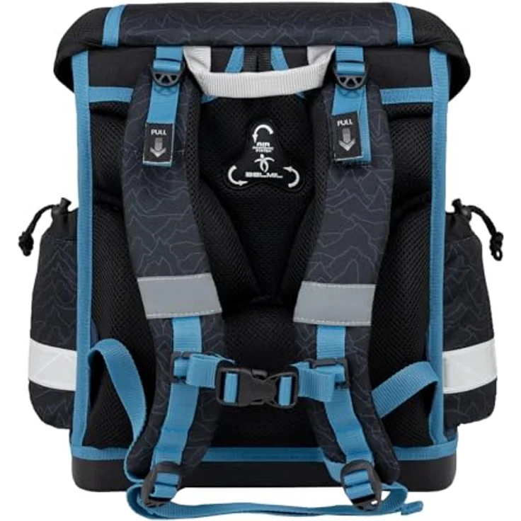 Belmil Schulranzen "Classy" 2025, 4tlg. Set für Jungen, ergonomisch mit Wolf-Design, leicht, reflektierend, für 1. Klasse – Bild 6