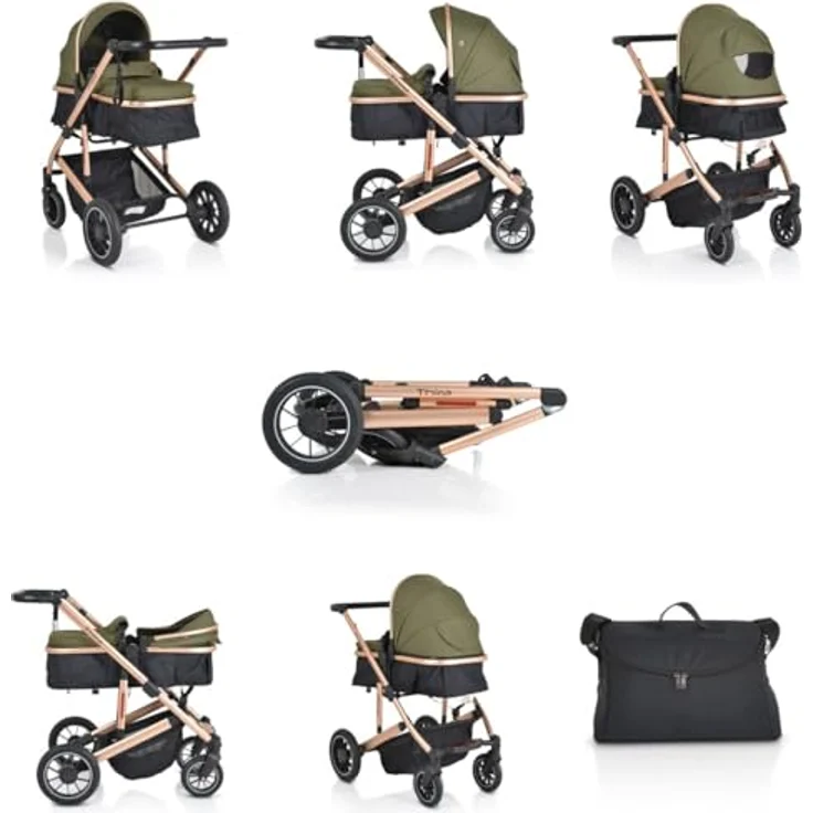 Moni Kombikinderwagen 2 in 1 Thira, wandelbar, verstellbare Rückenlehne, Aluminiumrahmen, grau – Bild 7