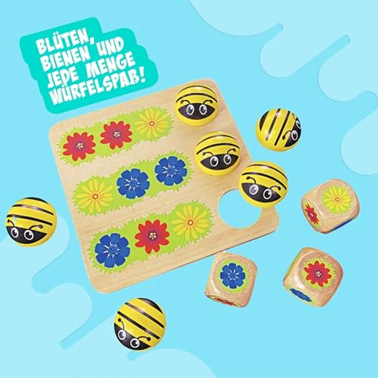 Noris Bee Yatzy, Brettspiel mit Bienen und Holz-Würfeln, ab 3 Jahren, für 1-4 Spieler, ideales Spielzeug für erstes Spielen – Bild 3