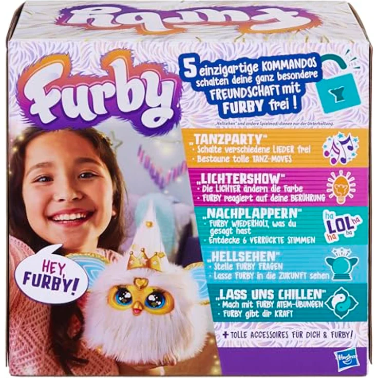Hasbro Furby Gold Glam, interaktives Funktionsplüschspielzeug mit 5 Modi und über 600 Sätzen, gold – Bild 10