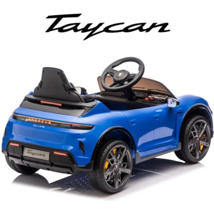 Vrooomy Porsche Taycan Turbo S Kinder Elektroauto, 12V mit Fernbedienung, für 1 bis 5 Jahre, Blau, MP3-Player, LED-Scheinwerfer, sanfter Anlauf – Bild 8