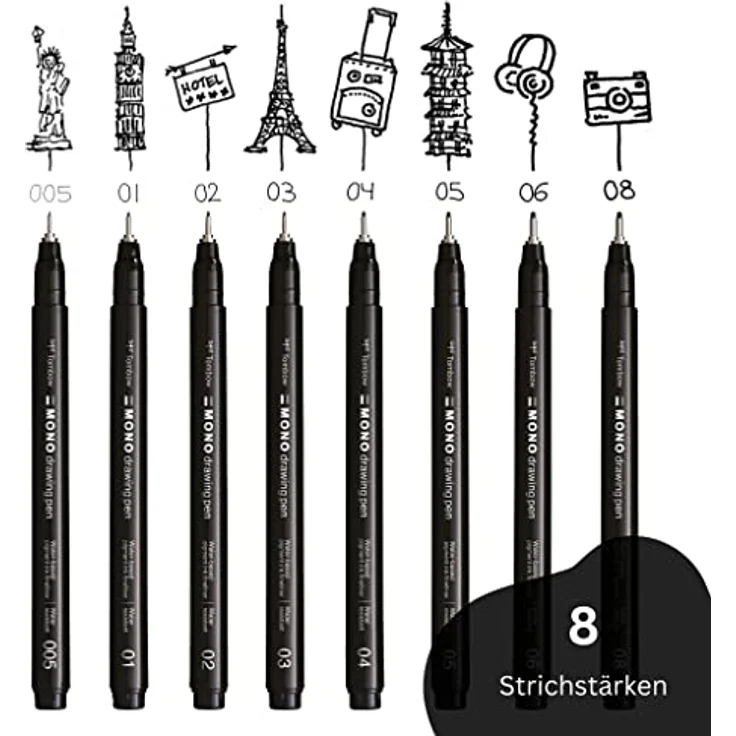 Tombow MONO drawing pen 08 Fineliner schwarz, 0,6 mm, Wasserlösliche Tinte auf Wasserbasis, ideal für Zeichnen und Skizzieren – Bild 3