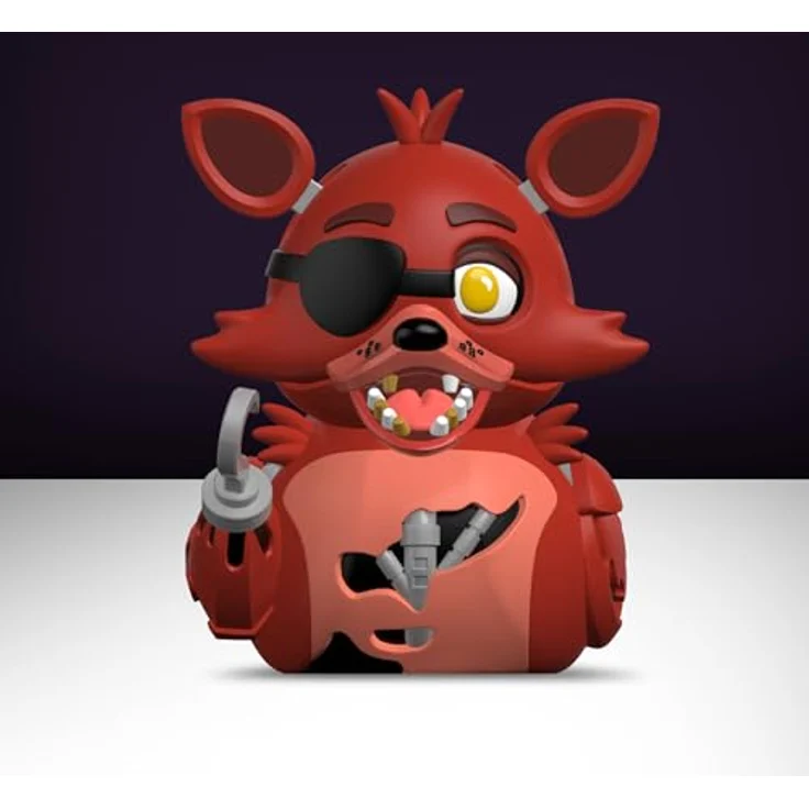 TUBBZ Erstausgabe: Five Nights at Freddy's- Foxy als Cosplaying-Gummiente Vinylfigur, 9 cm groß, inkl. stapelbarer Badewannen-Vitrine, FNAF-Logo – Bild 4
