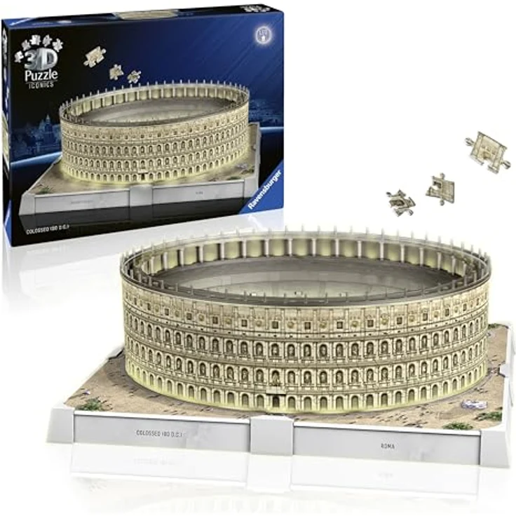 Ravensburger 3D Puzzle Iconics: Kolosseum Rom - detailgetreue Nachbildung mit LED-Lichtern, 216 Kunststoff-Puzzleteile, Schwierigkeitsgrad 3/5 – Bild 2