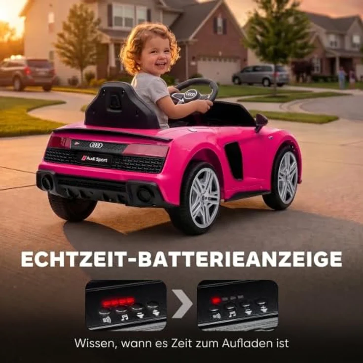 AIYAPLAY Audi R8 Spyder Kinder Elektroauto 12V mit Fernbedienung und Lithium-Akku, sanftes Anfahren und Musik – Bild 7