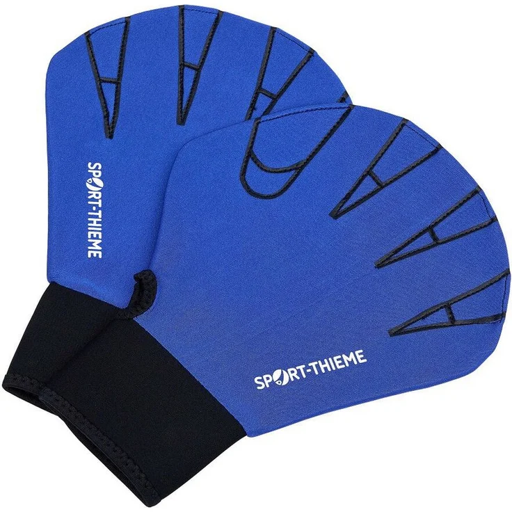 Sport-Thieme Aqua-Fitness-Handschuhe, Schwimmhilfe mit individuell einstellbarem Klettverschluss, blau
