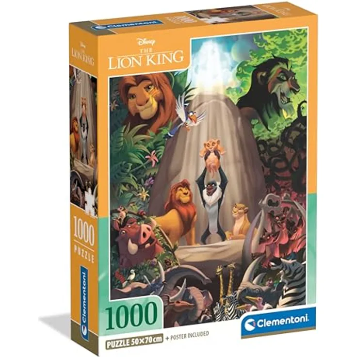 Clementoni Der König der Löwen Puzzle 1000 Teile, Erwachsenenpuzzle 70 x 50 cm, hochwertige Verarbeitung und nachhaltige Verpackung