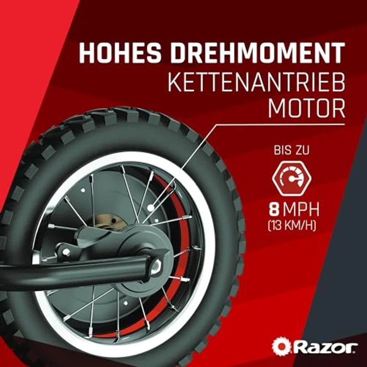 Razor MX125 Dirt Rocket Kids Electric Motorbike, 8 mph Max Speed, 40 Minuten Fahrzeit - RožinÄ— – Bild 5