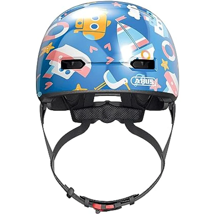 ABUS Kinderhelm Skurb Kid - robuster Fahrradhelm im Skater-Look mit Platz für einen Zopf - Blau mit Seefahrt-Motiven, Größe M – Bild 2