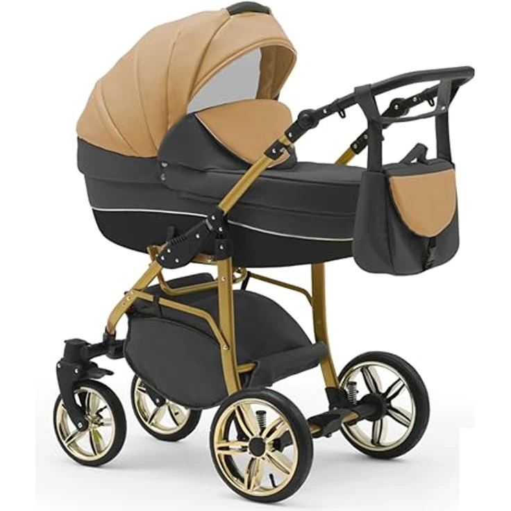 Elcar Kinderwagen-Set 5 in 1 Neo Gold inkl. Sportsitz, Autositz und Iso Base - 17 Teile - in 22 Farben, variabel und komfortabel – Bild 2