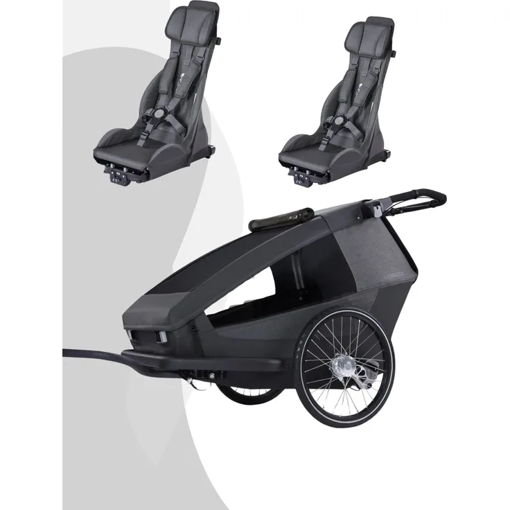 Croozer Yuuna Kid Modul Premium Sitz Geschwister Bundle, flexibler Fahrradanhänger für Ausflüge mit Kind oder Hund