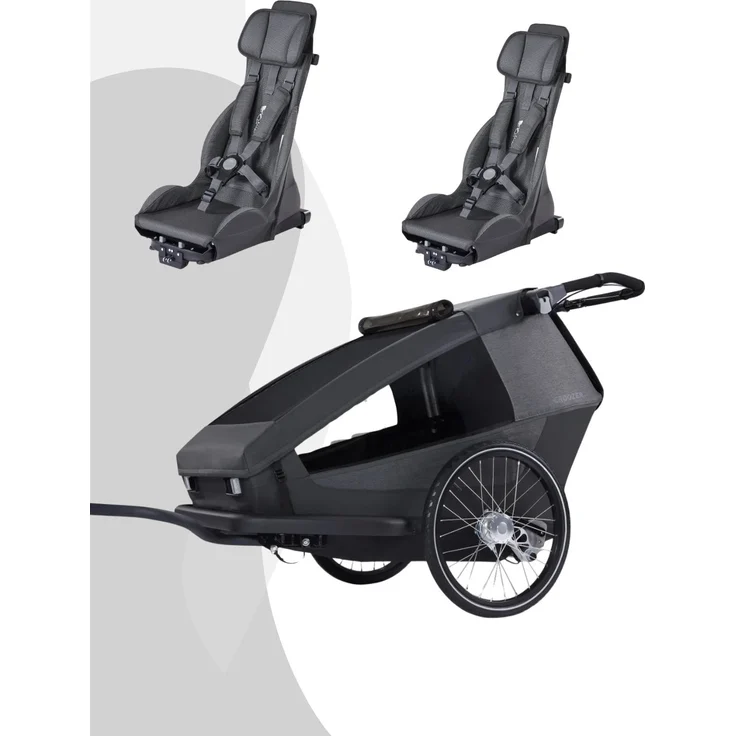 Croozer Yuuna Kid Modul Premium Sitz Geschwister Bundle, flexibler Fahrradanhänger für Ausflüge mit Kind oder Hund