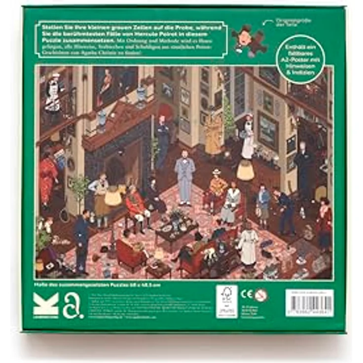Laurence King Die Welt von Hercule Poirot, 1000 Teile-Puzzle, mit A2-Poster und detektivischen Hinweisen, Weiß, 20x30 cm – Bild 4