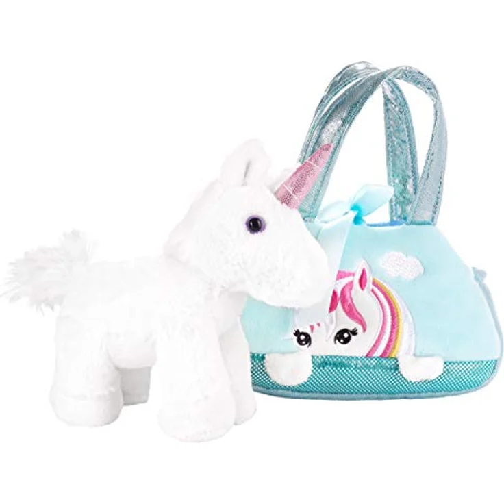 BRUBAKER Einhorn Tasche Weiß - 20 cm Plüschtier in Handtasche Kuscheltier - Mint Blau – Bild 3