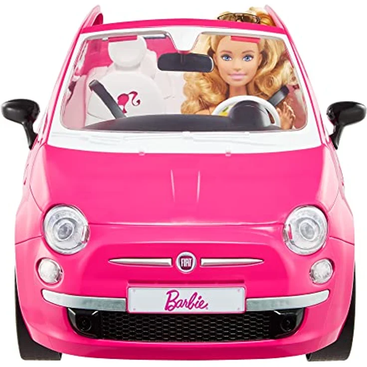 Barbie HGV03 - Puppe und Fiat 500 Auto, rosa 4-Sitzer Fahrzeug mit Barbie-Puppe in Mode und Zubehör, Spielzeug Geschenk für Kinder ab 3 Jahren – Bild 4