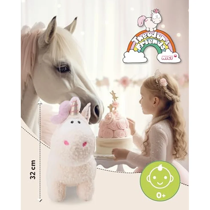 NICI Kuscheltier Einhorn Creamy Pink 32cm, weiches Plüschtier mit funkelndem Stirnhorn und Cupcake-Motiv, aus recyceltem Material, ideales Geschenk für Kinder und Erwachsene, weiß – Bild 2